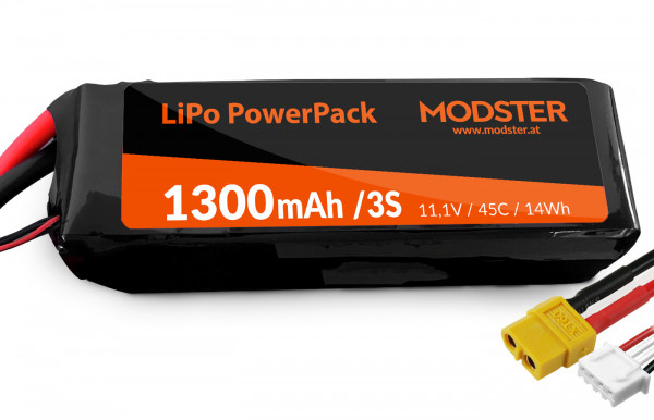 LiPo Pack 3S 11,1V 1300 mAh 45C (XT60) MODSTER PowerPack