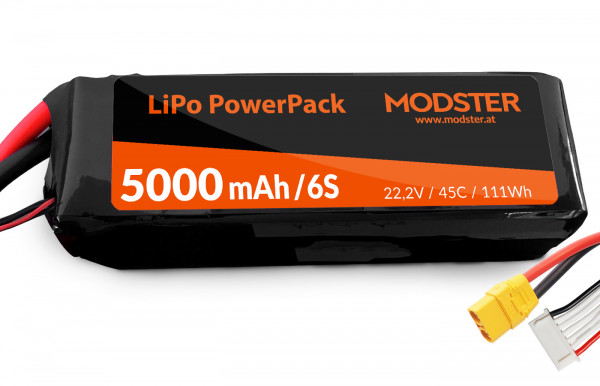 LiPo Pack 6S 22.2V 5000 mAh 45C (XT90) MODSTER PowerPack
