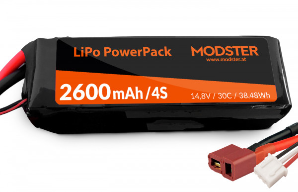 LiPo Pack 4S 14,8V 2600 mAh 30C (Deans) MODSTER PowerPack