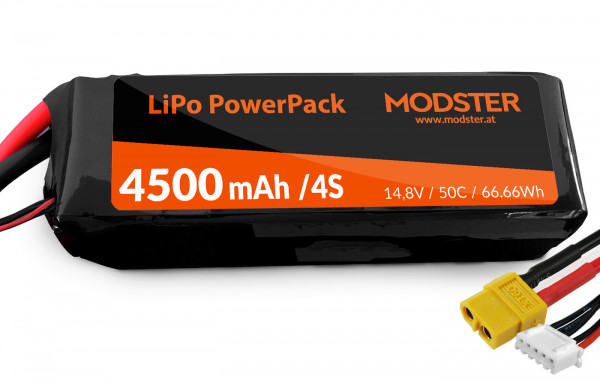 MODSTER LiPo PowerPack con batteria LiPo 4S 14,8V 4500 mAh 50C (XT60)