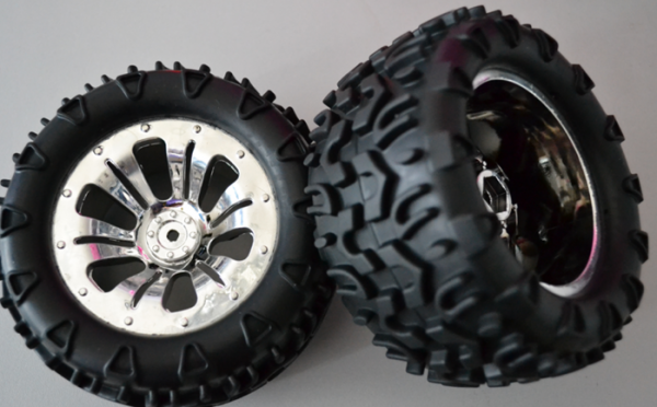 MODSTER tyres/wheels 1/10 chrome MT 2 pieces