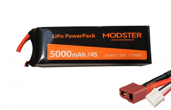 LiPo Pack 4S 14,8V 5000 mAh 30C (Deans) MODSTER PowerPack